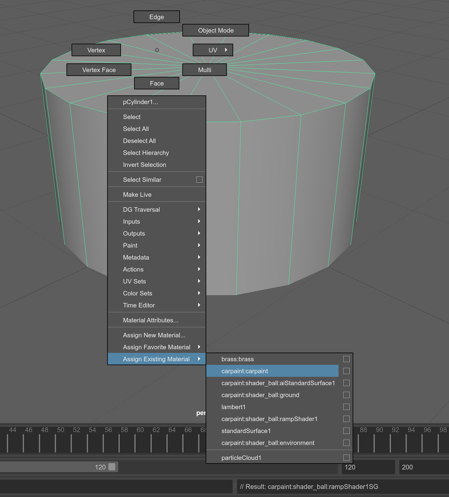 Assigning material in Maya
