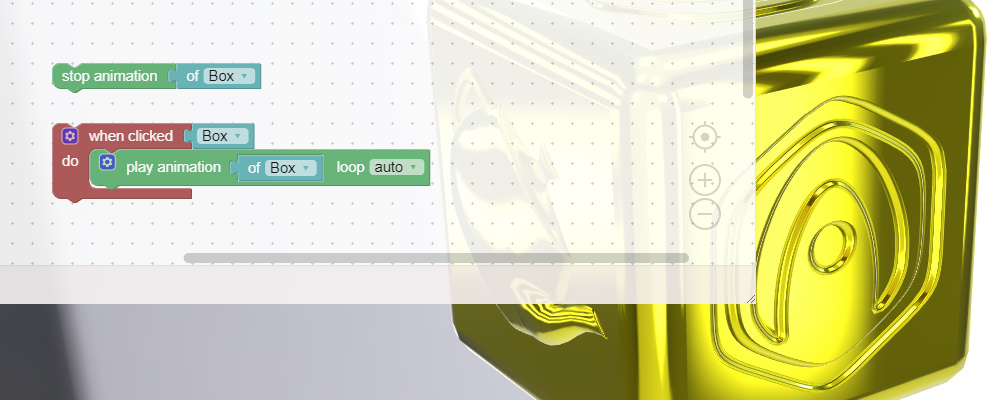 Animating material with visual programming blocks