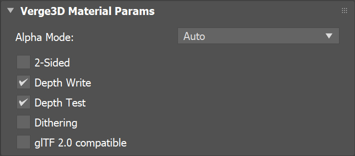 Verge3D material params panel