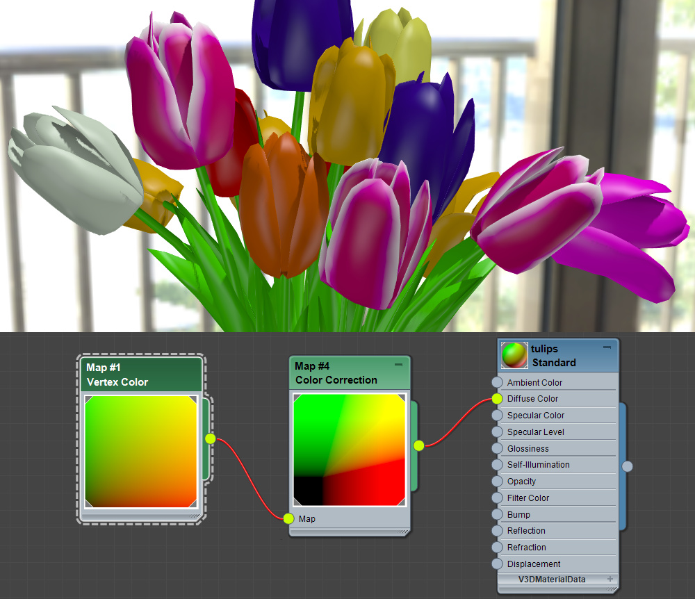 Setting up material which uses vertex colors