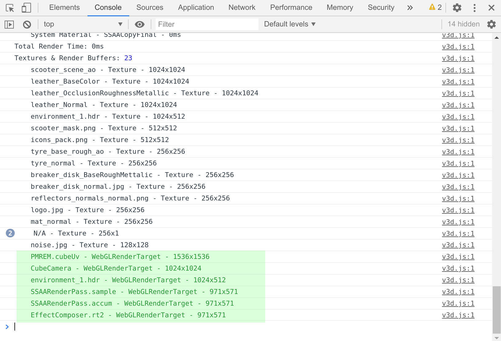 Profiling render buffers in Verge3D