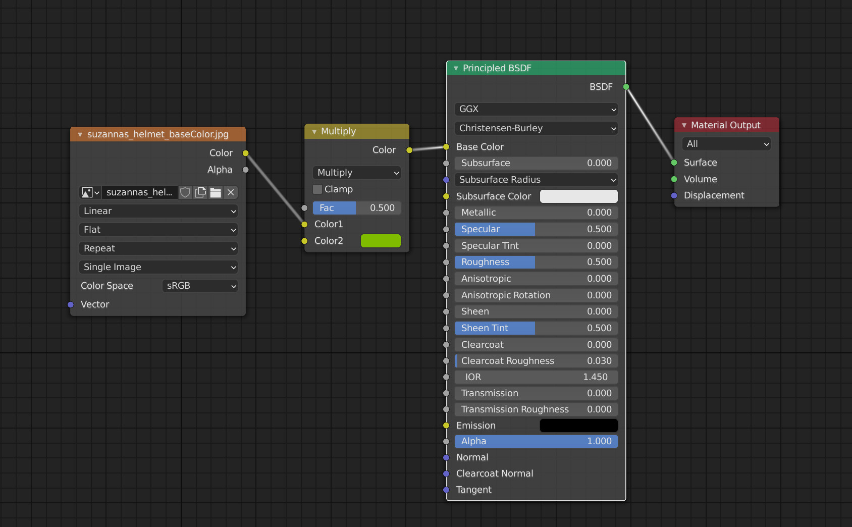 glTF material with Multiply node
