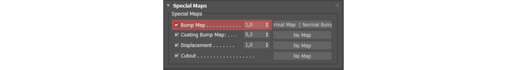 Setting parameters of bump map in 3ds Max
