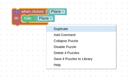 Duplicate menu in Puzzles editor