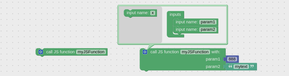 Call external function visual programming block