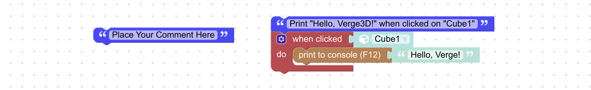 Comment visual programming block