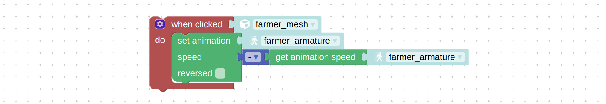 Visual logic block to obtain animation speed