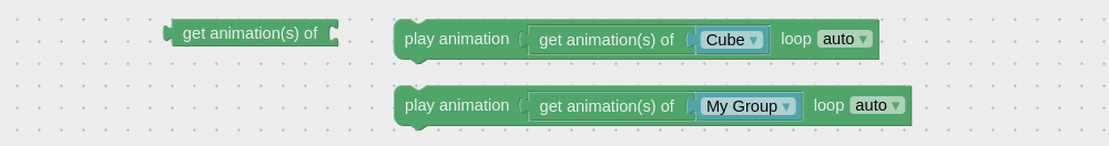Get object animation visual programming block