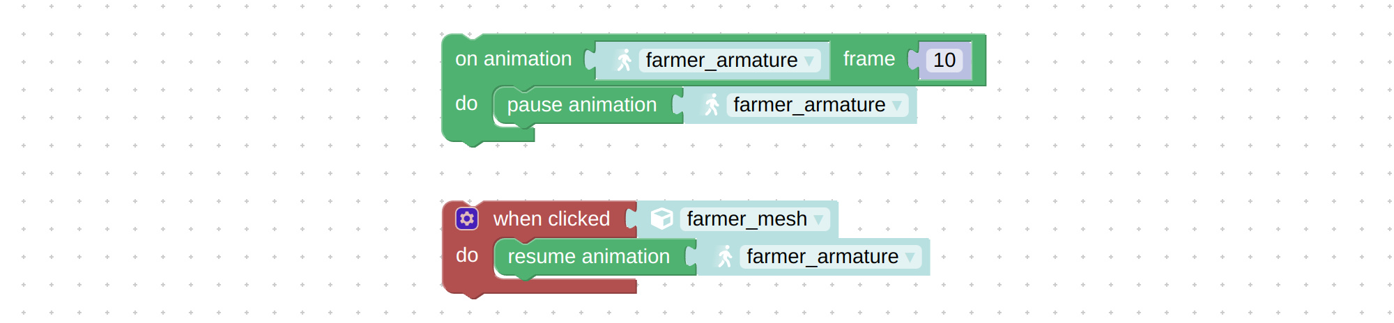 On animation frame do visual programming block