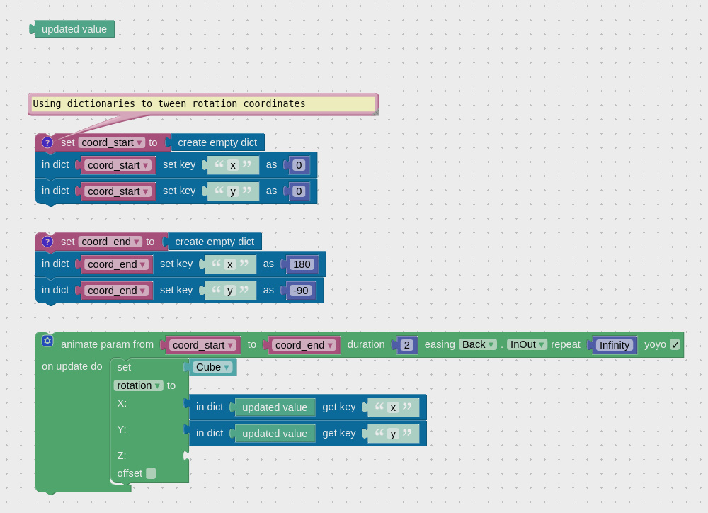 Updated value visual programming block