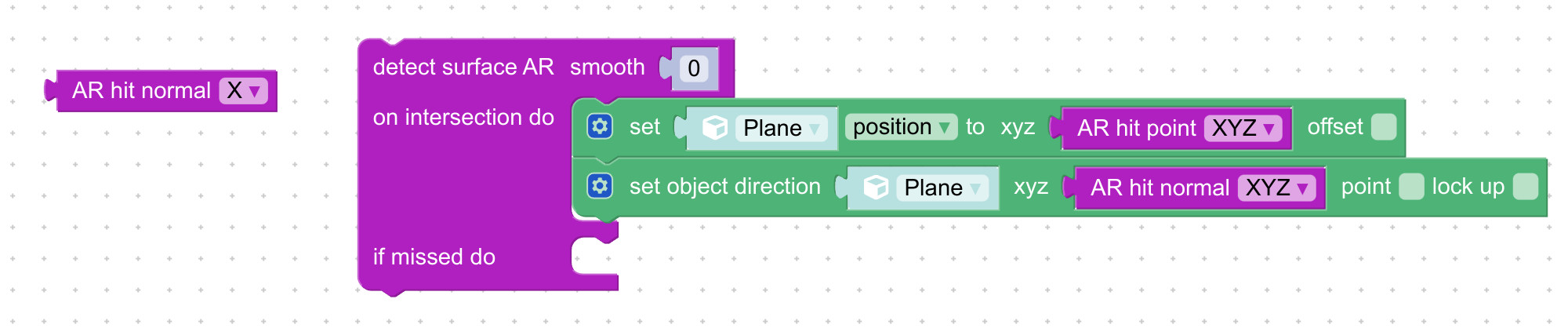 Block to retrieve normal of hit point in AR mode