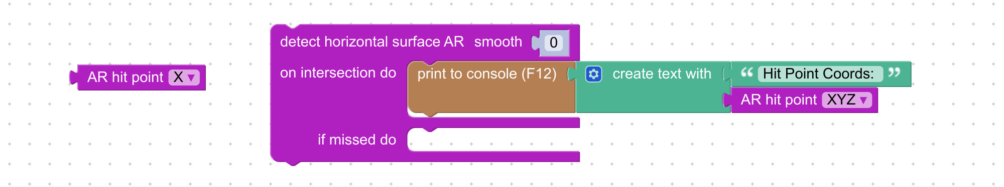 Block to retrieve coordinates of hit point in AR mode