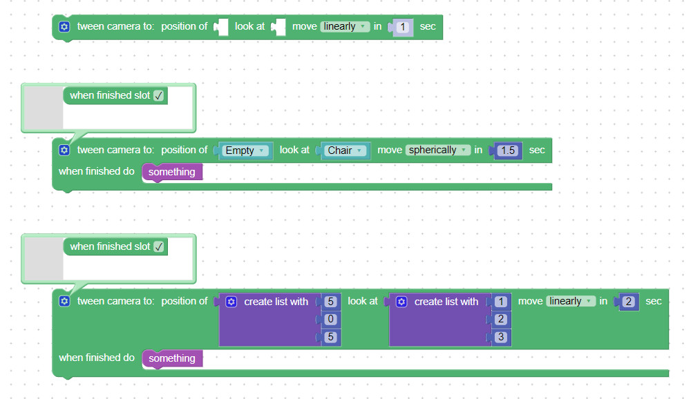 Tween camera visual programming block