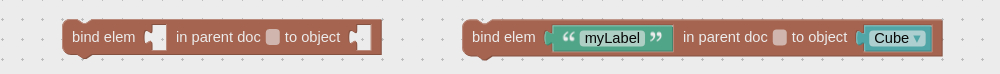Visual programming block to bind HTML element