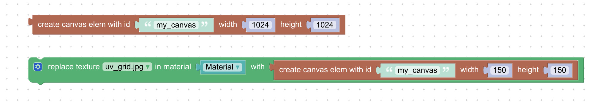 Visual programming block to create HTML canvas