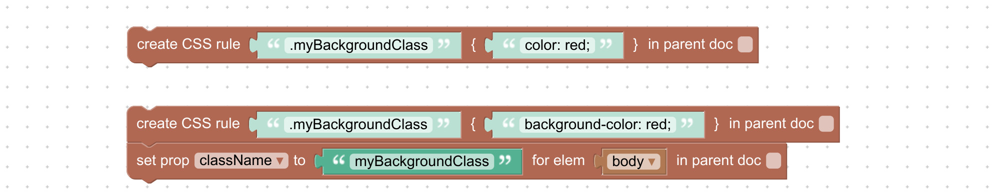 Visual programming block to create CSS rules