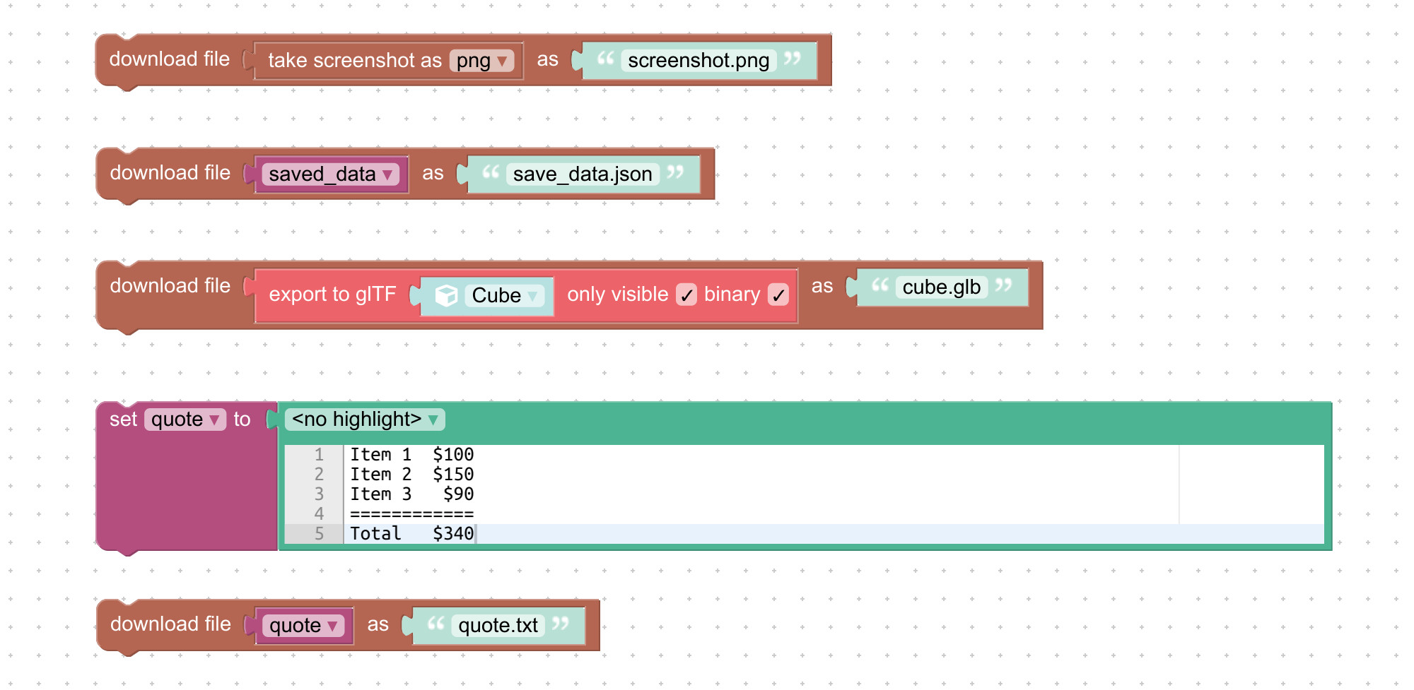 Visual coding script to download files