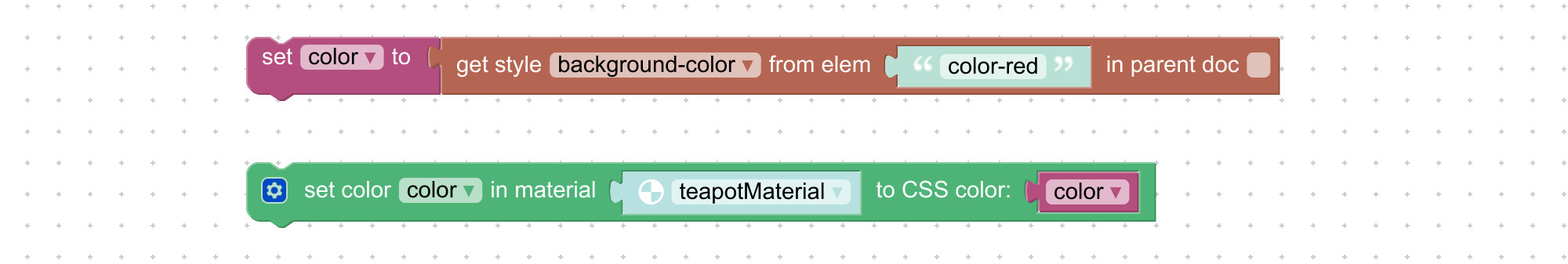 Assigning background color of HTML elements with visual scripting blocks