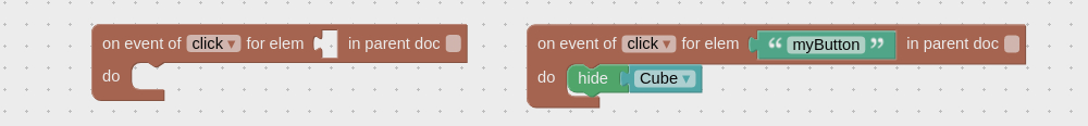 Visual programming block to handle DOM events