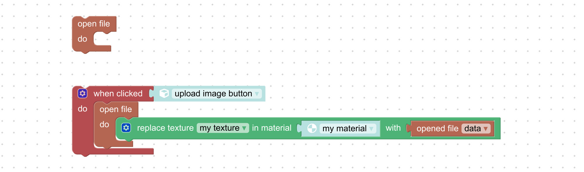 Open file visual programming block
