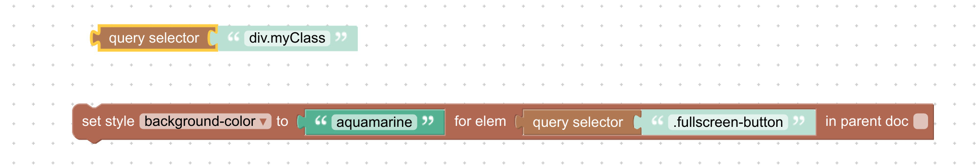 Query selector visual programming block