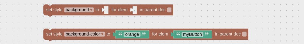 Visual programming block to set styles for HTML elements