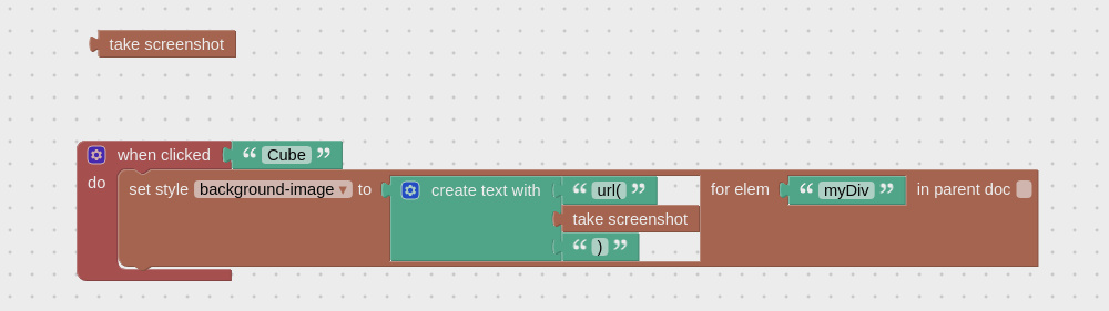 Taking screenshots with visual programming blocks