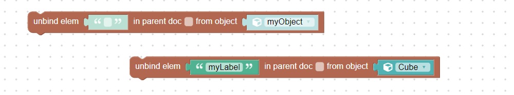 Visual programming block to unbind HTML element