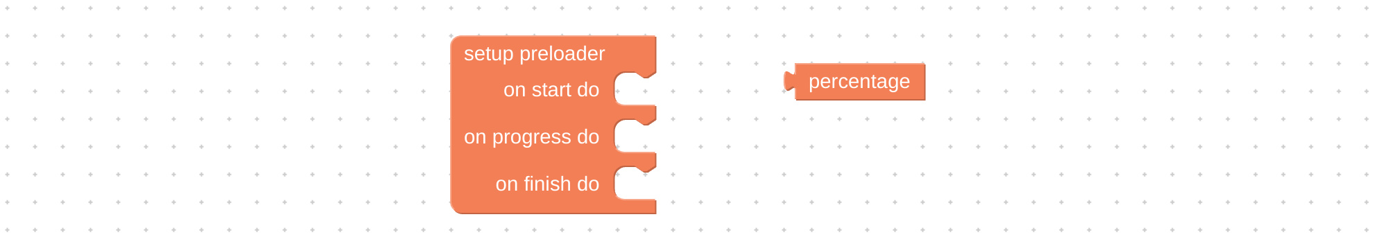 Setup preloader and percentage visual programming blocks