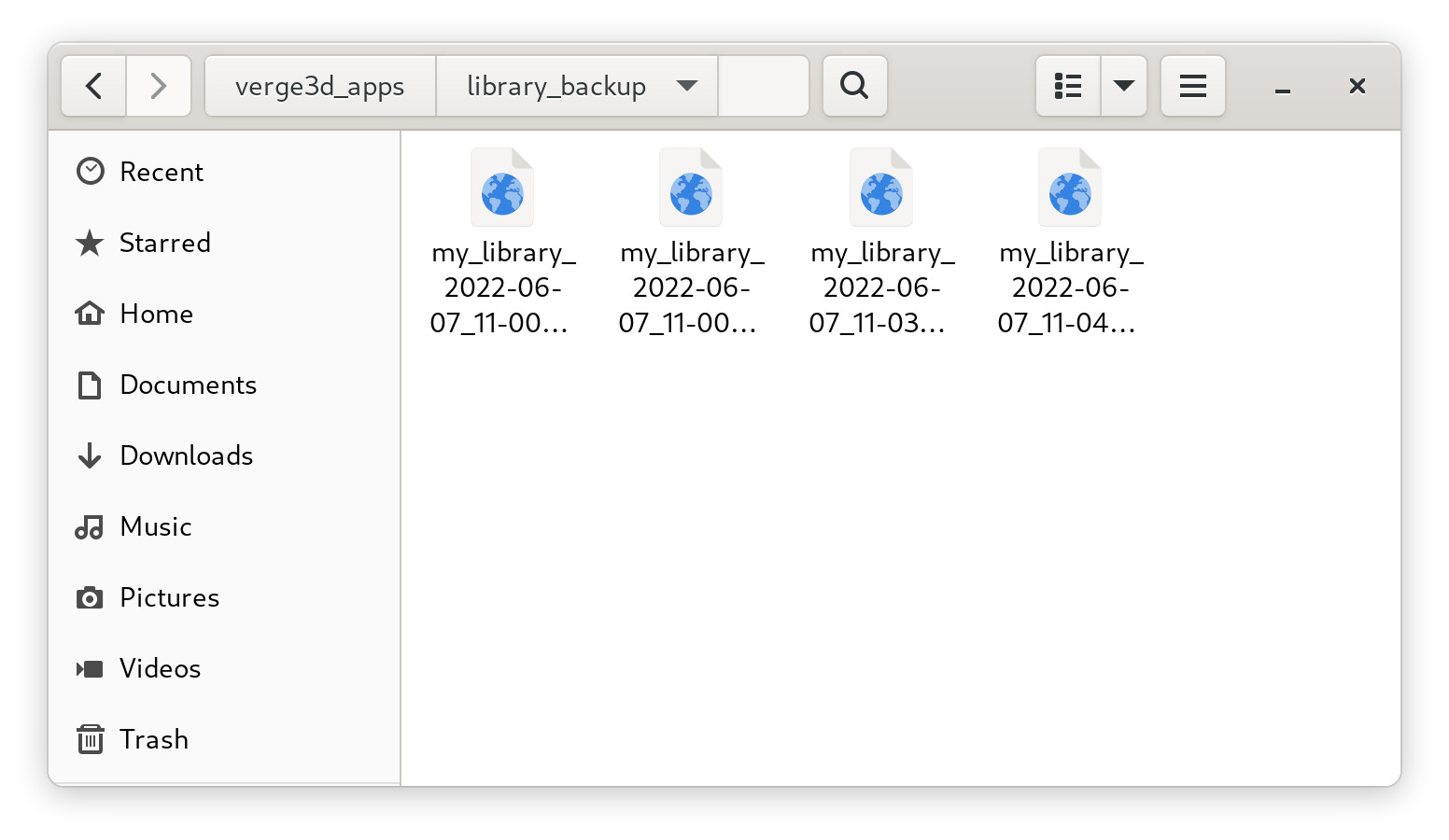 Visual programming library backups