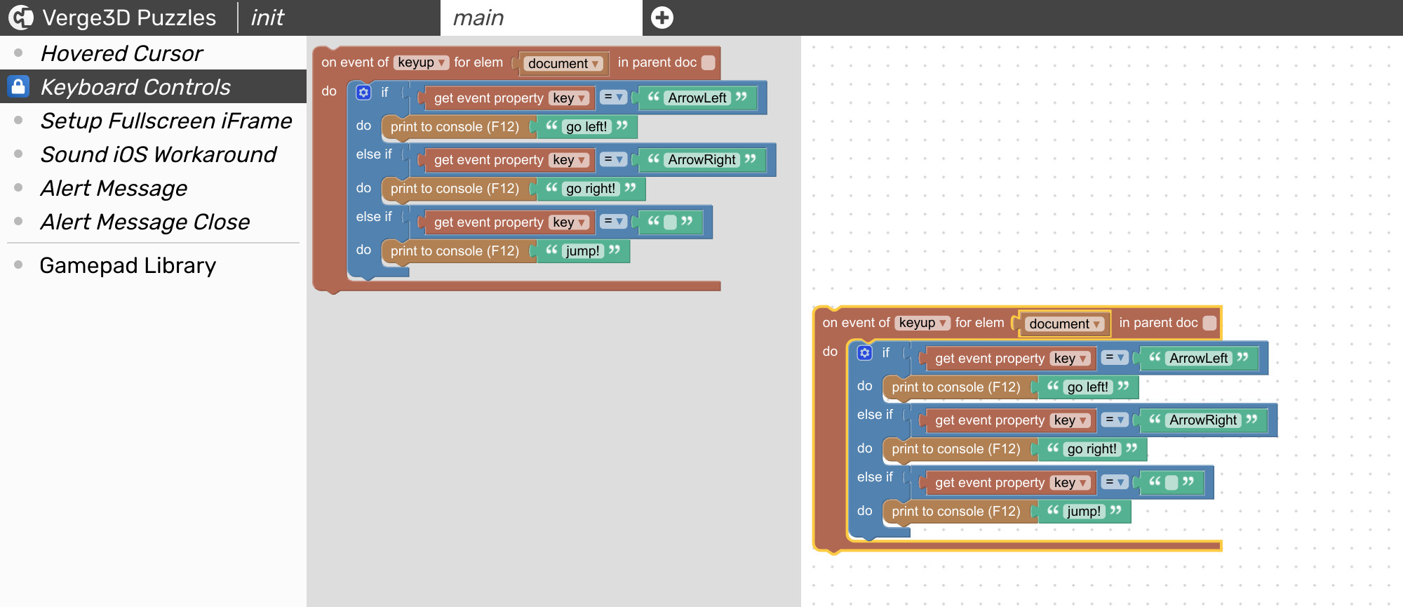 Getting blocks from visual programming library
