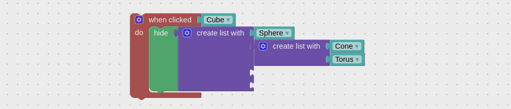 Nested lists in visual logic editor