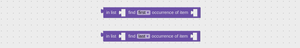 Visual programming block to find list elements