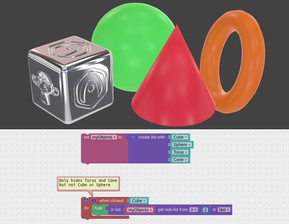Using visual programming to retrieve a sublist