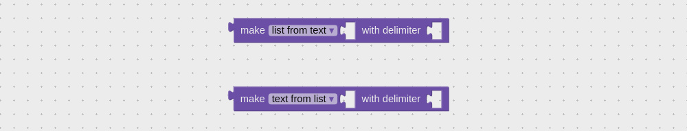 Visual programming block to create list from text