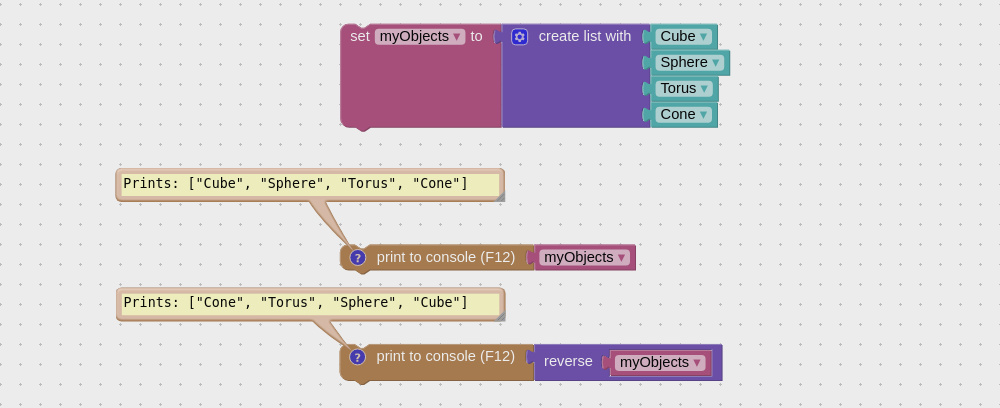 Using list reverse block