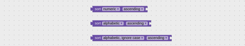 Visual programming block to sort a list