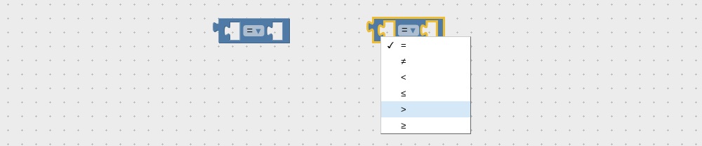 Comparing values in visual logic editor