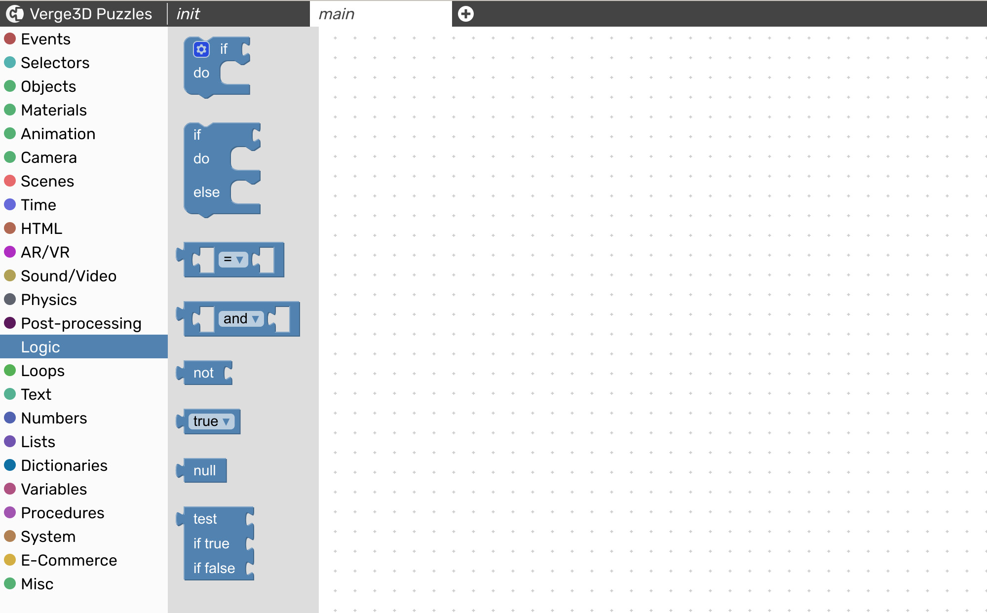 Logic visual programming blocks