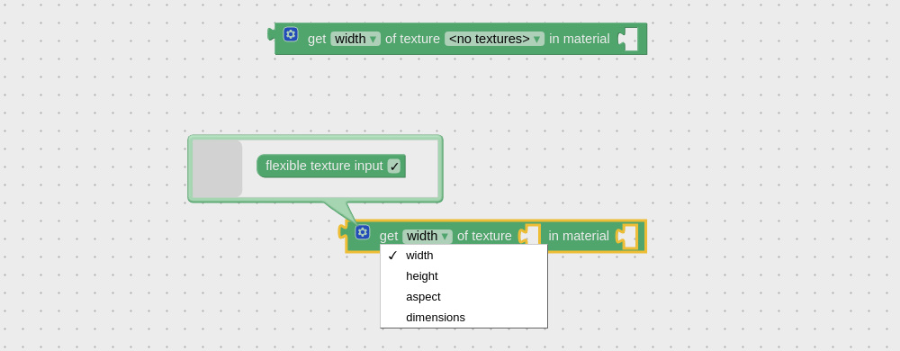 Visual programming block to get texture param