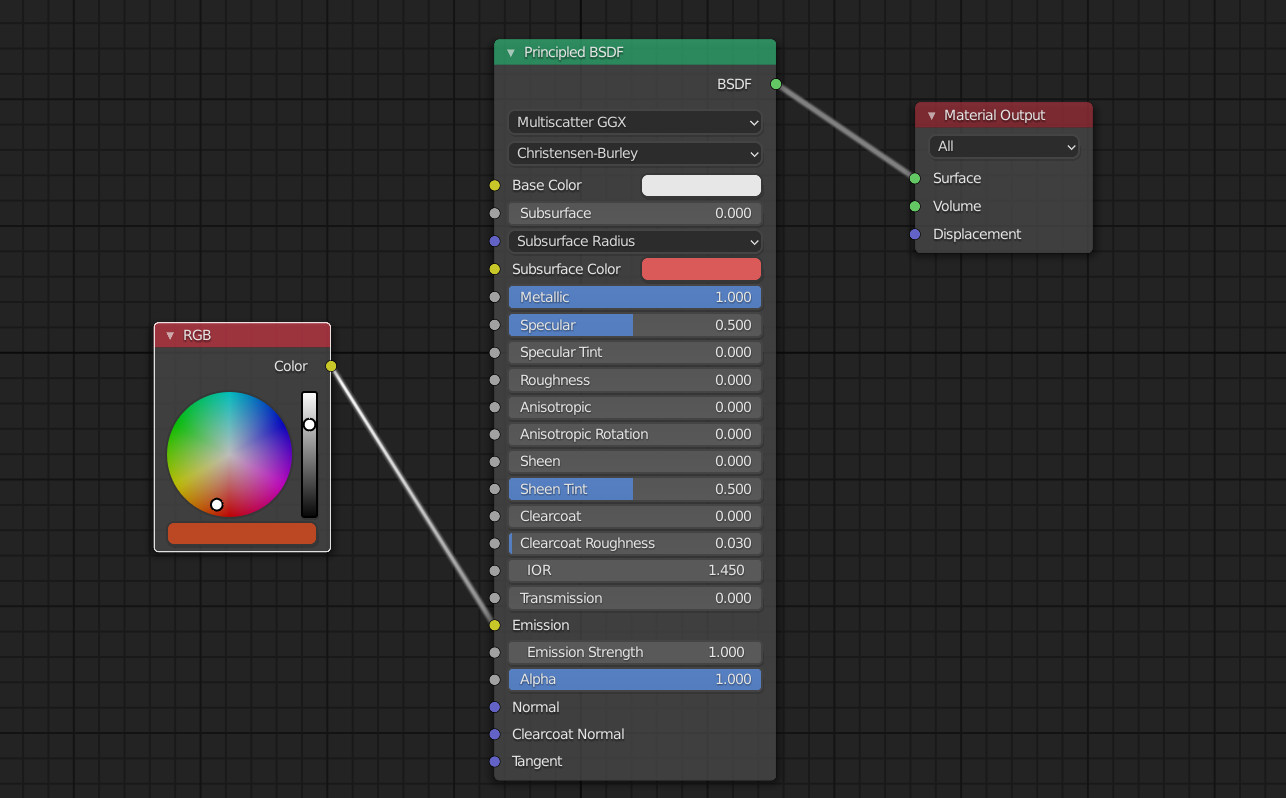 Blender material with customizable color