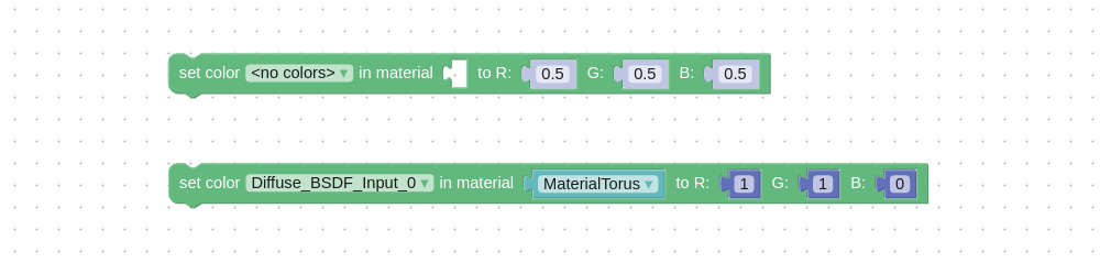 Visual programming block to set material color