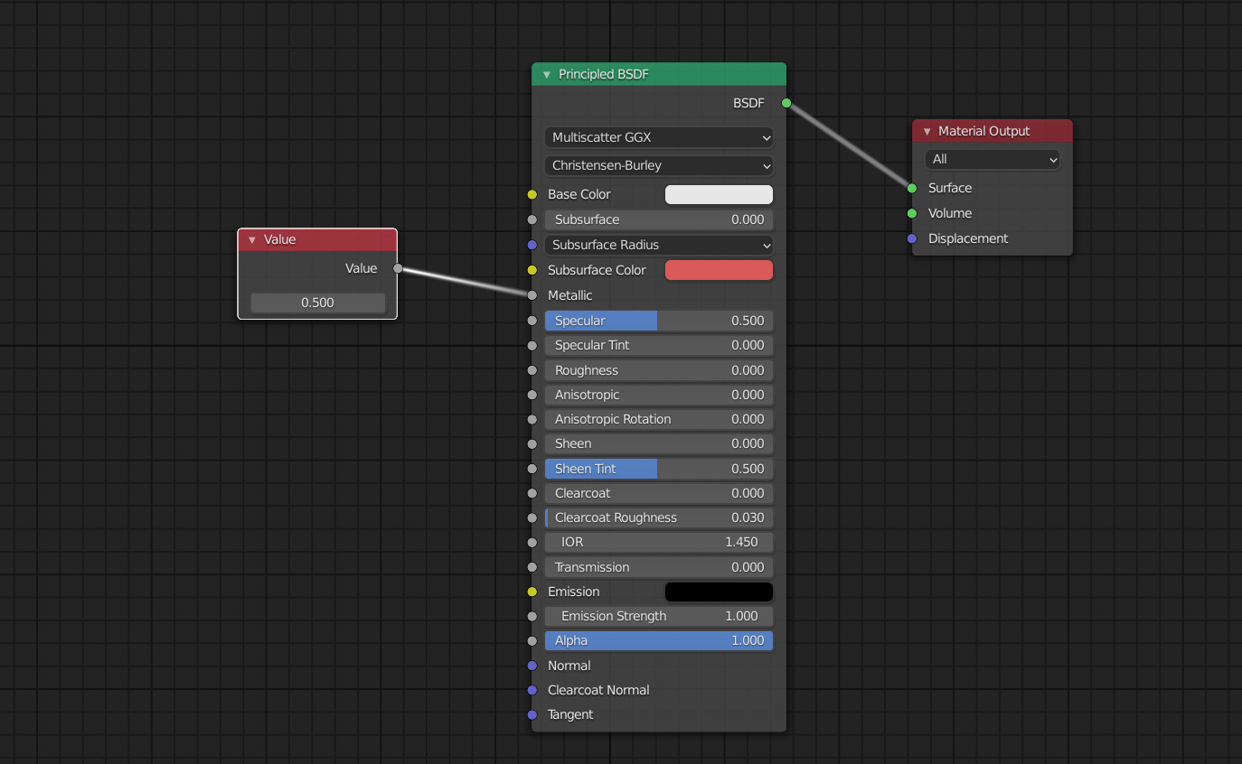 Blender material with customizable value