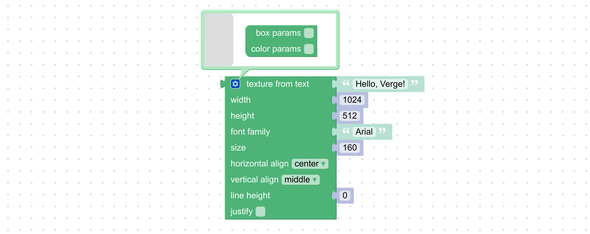 Texture from text visual programming block