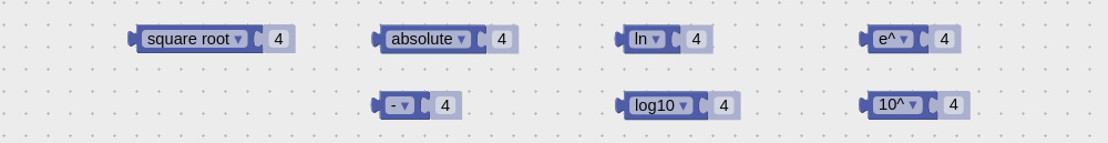 Visual programming block to perform math operation on single value