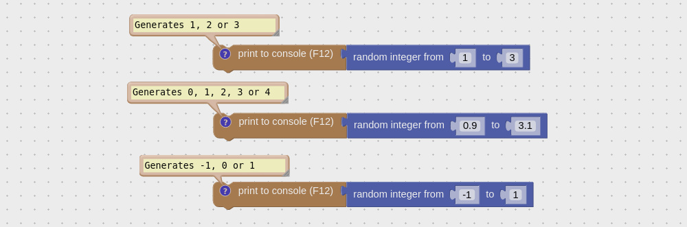 Random integer example script