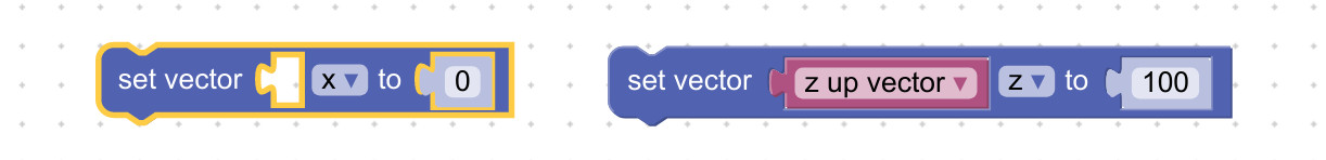 Visual programming block to set vector value
