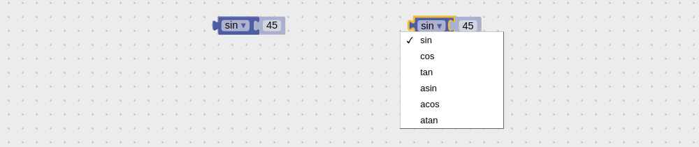 Visual logic block to calculate trigonometric functions