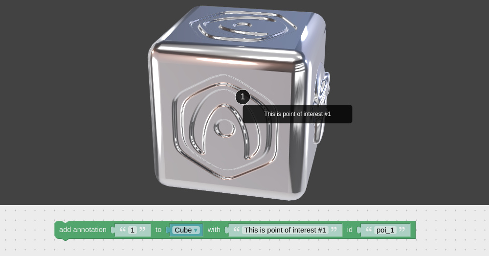 Example of HTML annotations created with visual programming
