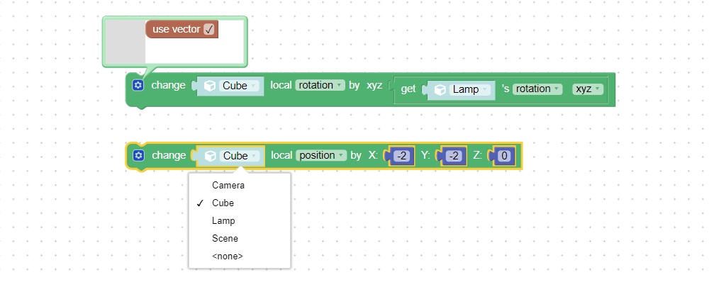 Visual programming block to change object local transform
